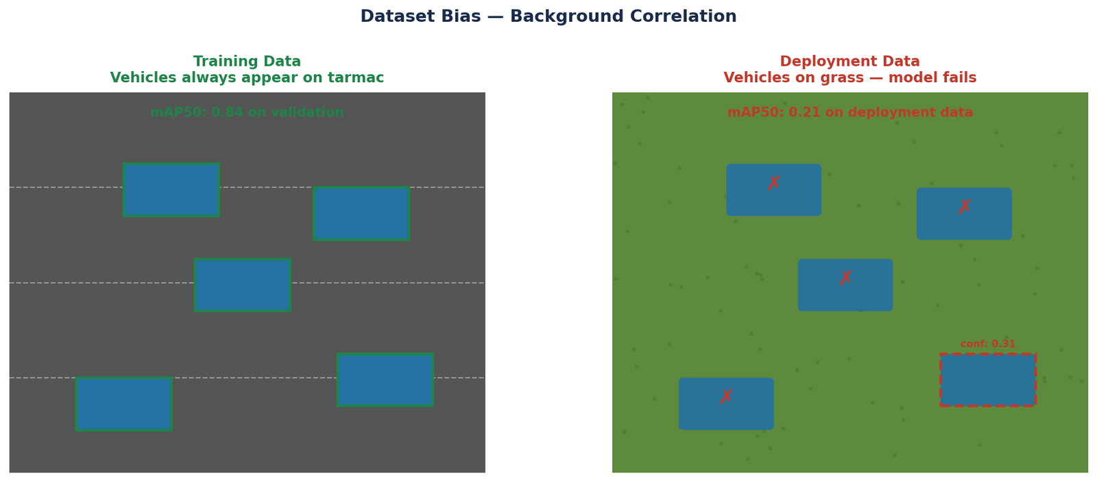 Dataset bias background correlation illustration
